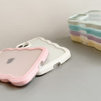 Transparent Cute Curly Simple Wavy Case, Aesthetic Design Bumper, Soft TPU for iPhone 14 Pro Max-White