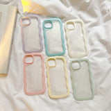Transparent Cute Curly Simple Wavy Case, Aesthetic Design Bumper, Soft TPU for iPhone 14 Pro Max-White