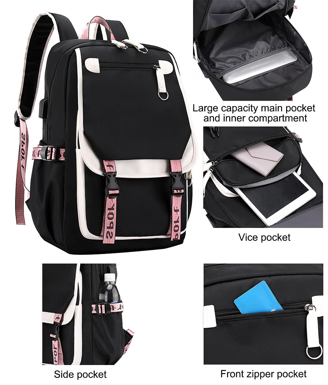 K-Pop Demon Hunters Anime School Backpack Cute Cartoon Bag for Students rosa_tfrf pink 10