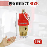 Air Compressor Safety Valve G1/4 Male Connector 115 PSI Set Pressure Red Capsule Compressor Air Pressure Safety Valve 1pc - Front View