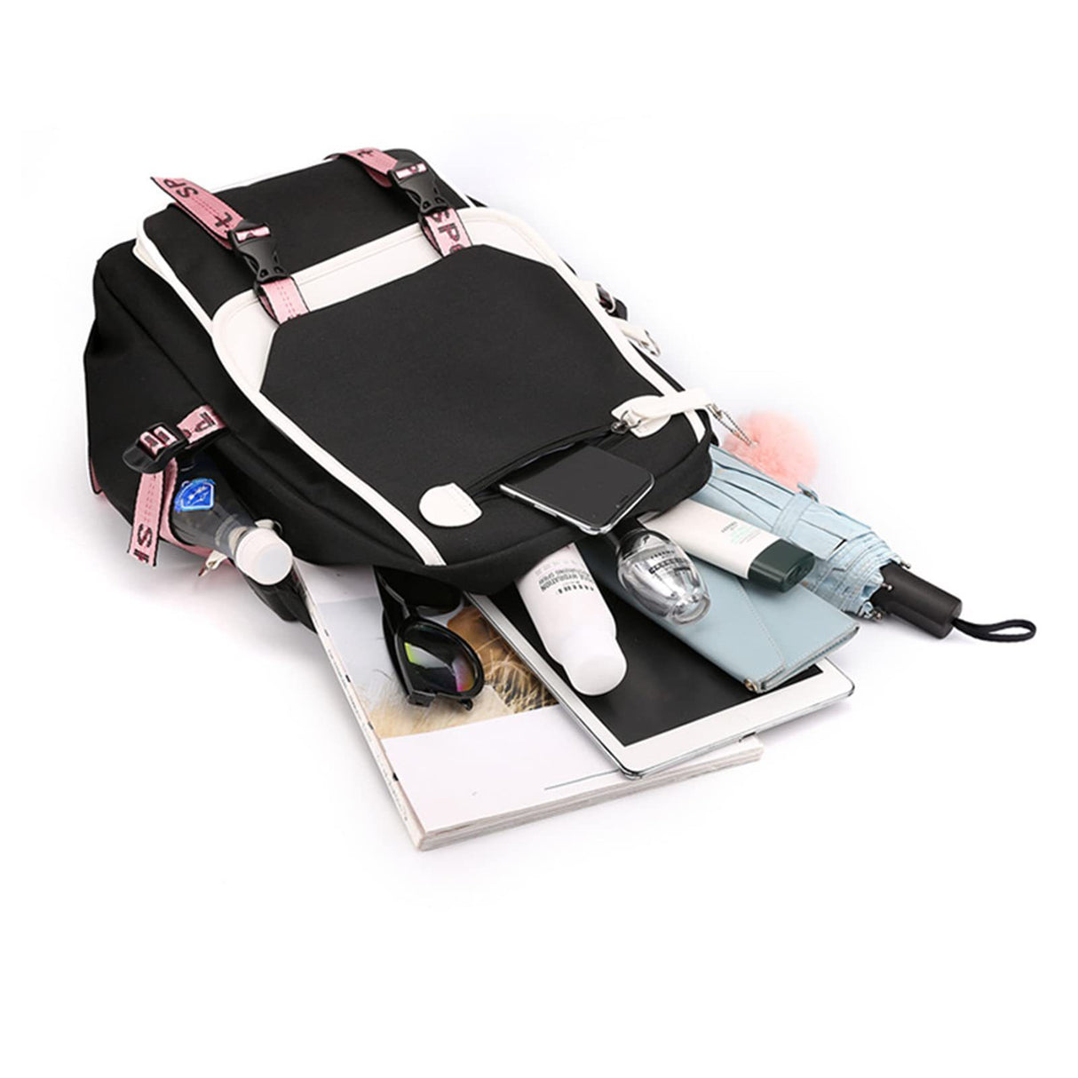 K-Pop Demon Hunters Anime School Backpack Cute Cartoon Bag for Students black_tfrf black 10