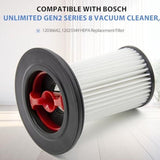 Bosch Unlimited Gen2 Series 8 Vacuum Cleaner Replacement Filter 2-Pack Compatible with BKS8214W BSS825ALL BSS81POW1 BBS8214PET Parts 12036642 12023349 - Front View