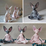 Set of 4 Meditating Cat Collectible Figurines Handmade Decorative Toys - Front View