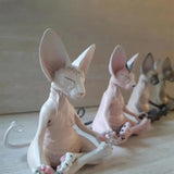 Set of 4 Meditating Cat Collectible Figurines Handmade Decorative Toys - Side View