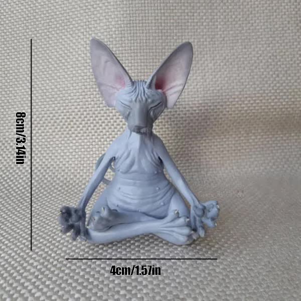 Set of 4 Meditating Cat Collectible Figurines Handmade Decorative Toys