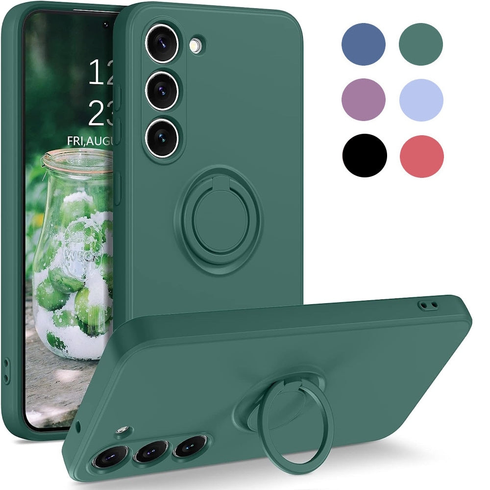 Samsung S23 - Choose Color Silicone Case Magnetic Ring Holder Green Green Green Green Green