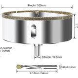 100mm Diamond Hole Saw with Centering Drill, Tile Hole Saw a - Front View