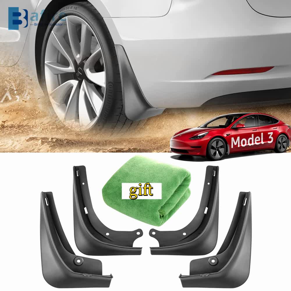 pcs Mudguards for Tesla Model 3 Front Rear Mudguard Fender Kit White Model 3_tfrf White Model 3