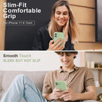 Upgraded Liquid Silicone with [Square Edges] [Camera Protection] [Soft Anti-Scratch Microfiber Lining] Mobile Case for iPhone 11 6.1 inch - Matcha