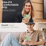 Upgraded Liquid Silicone with [Square Edges] [Camera Protection] [Soft Anti-Scratch Microfiber Lining] Mobile Case for iPhone 11 6.1 inch - Matcha - Front View