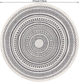 Grey Round Woven Cotton Rug with Fringes 120cm Washable Absorbent Rug Moroccan Style Print 120*120CM—yux 120*120CM - Side View
