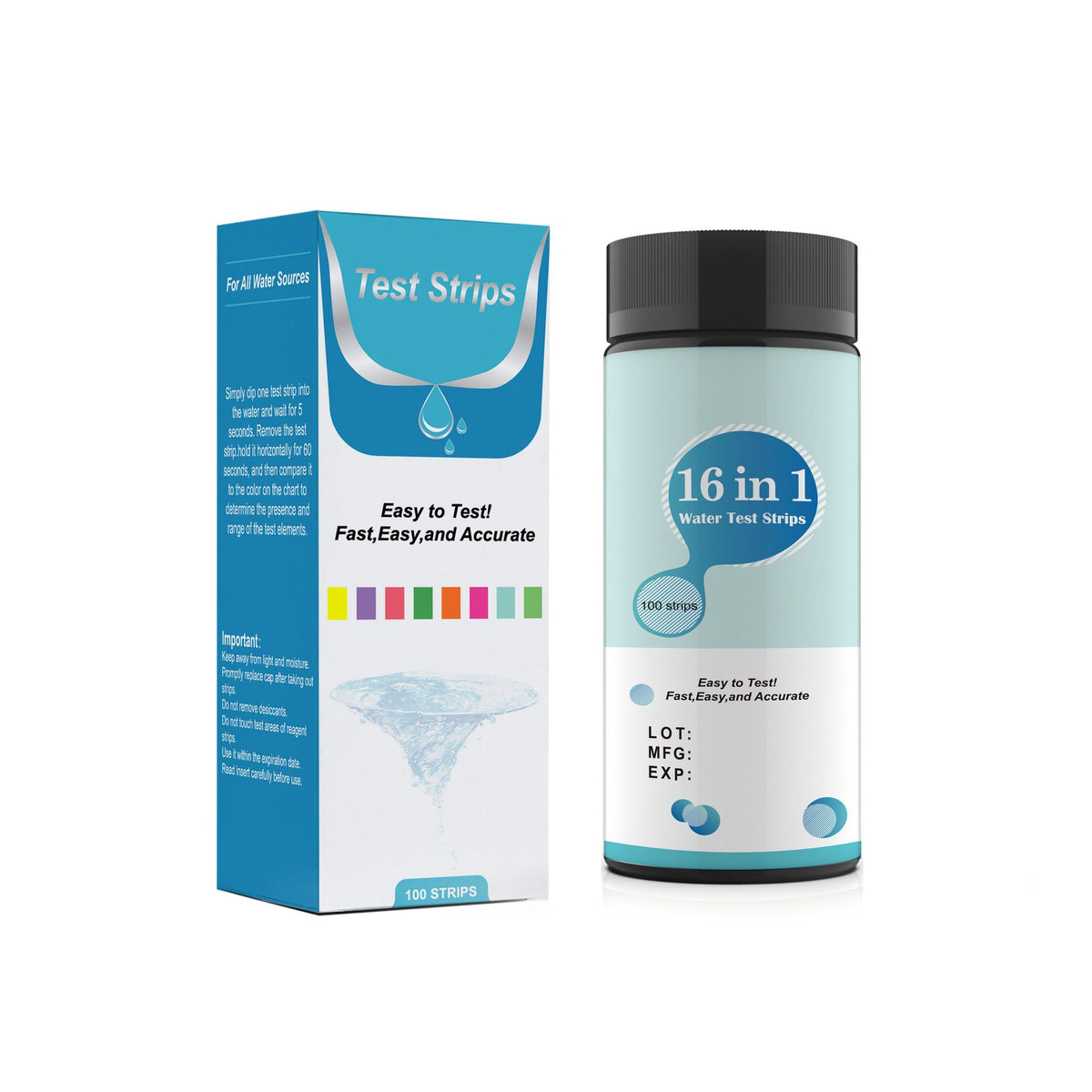 Drinking Water Test Kit 16 in 1 Drinking Water Test Sticks Water Test Kit for Home Water Quality Testing Simple Quick Test - 100 pcs