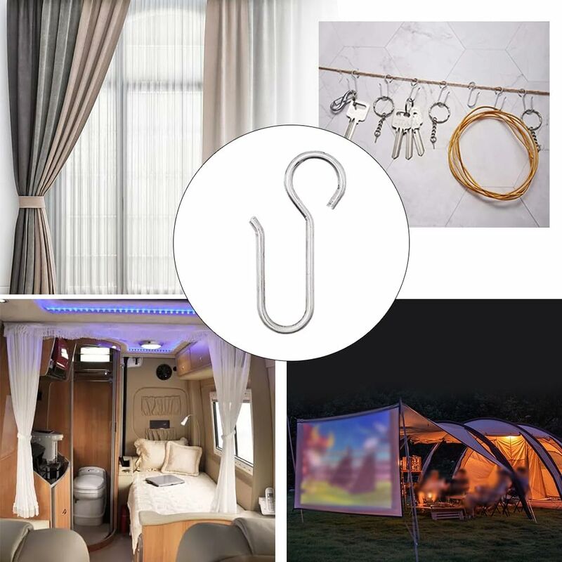 Curtain Clips, 40 Pieces Curtain Rail Hooks, Heavy Duty Zinc Curtain Hooks, for Door Curtains, etc. (50x2.5mm)