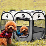 Foldable Playpen for Pets Dogs Cats Portable Soft Fabric Kennel Indoor Outdoor Gray 74*74*43 - Side View