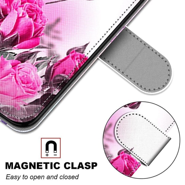 Case Compatible with Samsung Galaxy Xcover 5 Case Magnetic Card Slots Creative Rose Flower Pattern Case Coque_max