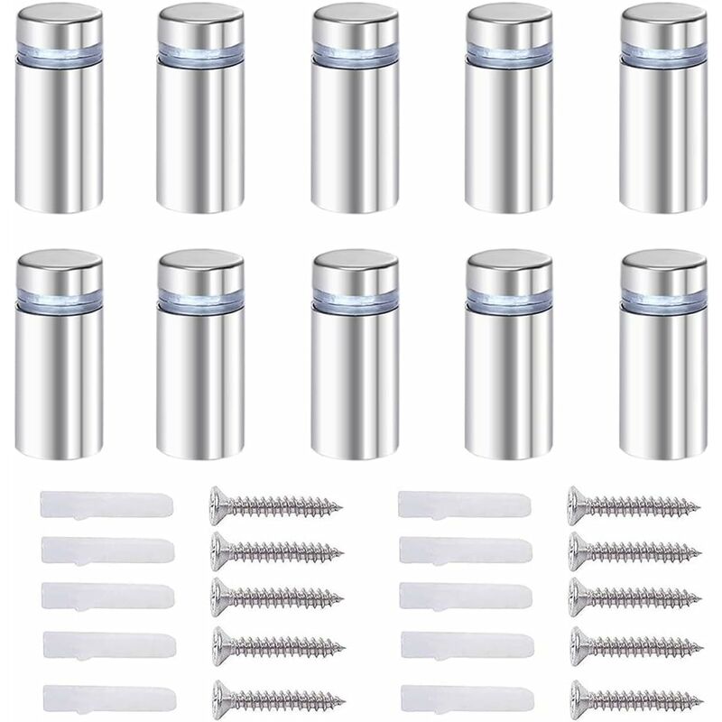 20x Spacer Screws, Glass Advertising Axis Spacer Bolt Fix Glass Advertising Spacer, Stainless Steel, 12X40mm, with Screw Mounting Accessories