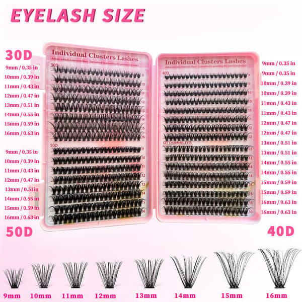 Individual False Eyelashes, Pre-made Cluster Lashes, Eyelash Extension Kit with D-curl for Beginners (30+40+50D)_tfrf