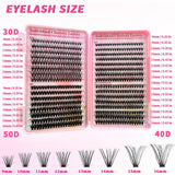 Individual False Eyelashes, Pre-made Cluster Lashes, Eyelash Extension Kit with D-curl for Beginners (30+40+50D)_tfrf