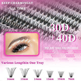 Individual False Eyelashes, Pre-made Cluster Lashes, Eyelash Extension Kit with D-curl for Beginners (30+40+50D)_tfrf - Side View