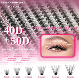 Individual False Eyelashes, Pre-made Cluster Lashes, Eyelash Extension Kit with D-curl for Beginners (30+40+50D)_tfrf - Top-Down View