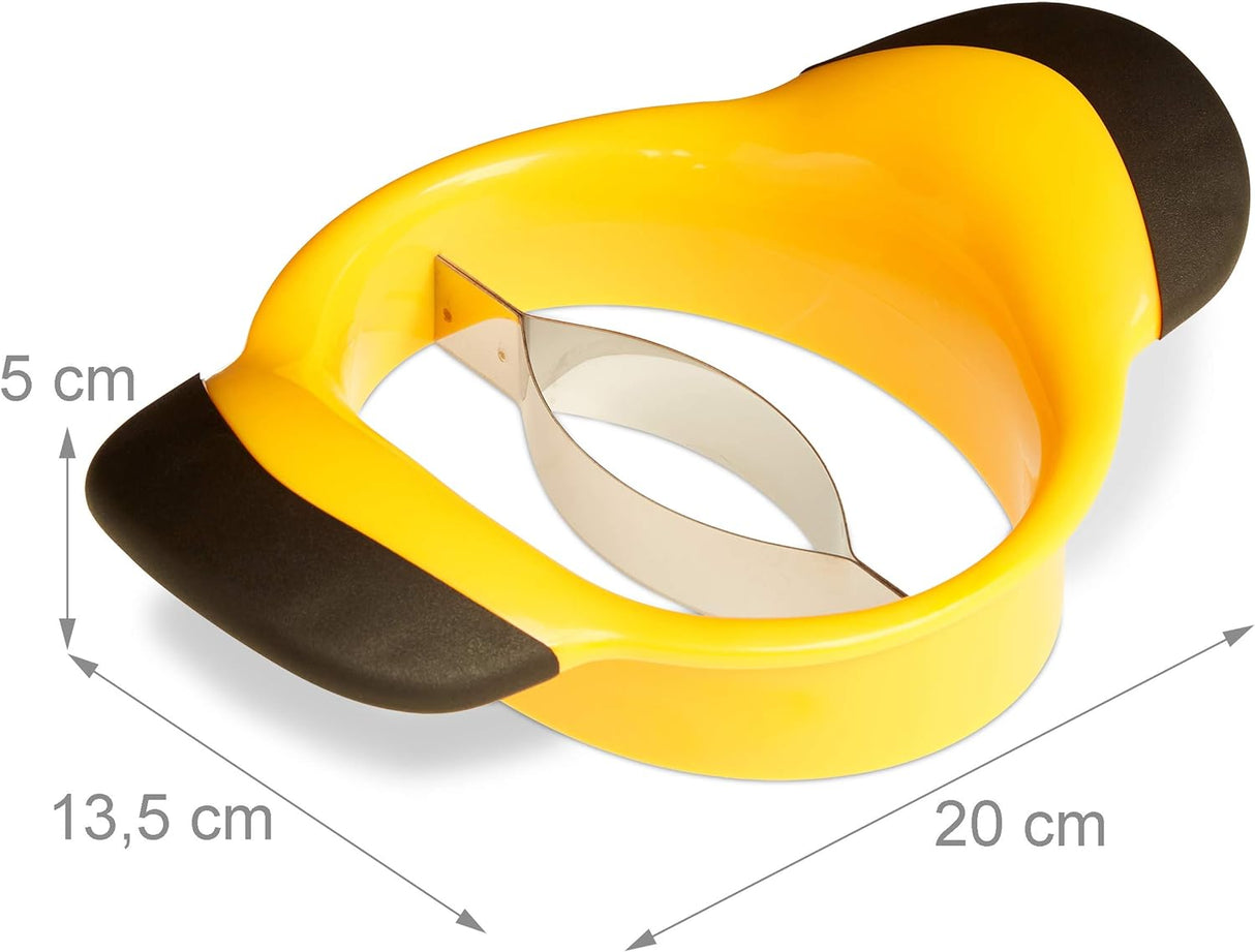 Mango Slicer, Split & Core Mangoes, Non-Slip Handles, Stainless Steel Blade, Slicer, Black-Yellow_yux