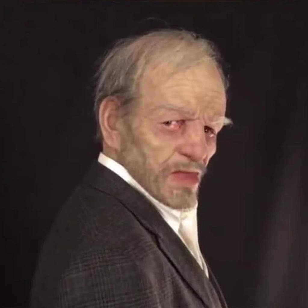 Halloween Latex Mask - Old Man Decor Realistic Face Mask for Human Wrinkle B
