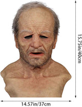 Halloween Latex Mask - Old Man Decor Realistic Face Mask for Human Wrinkle B