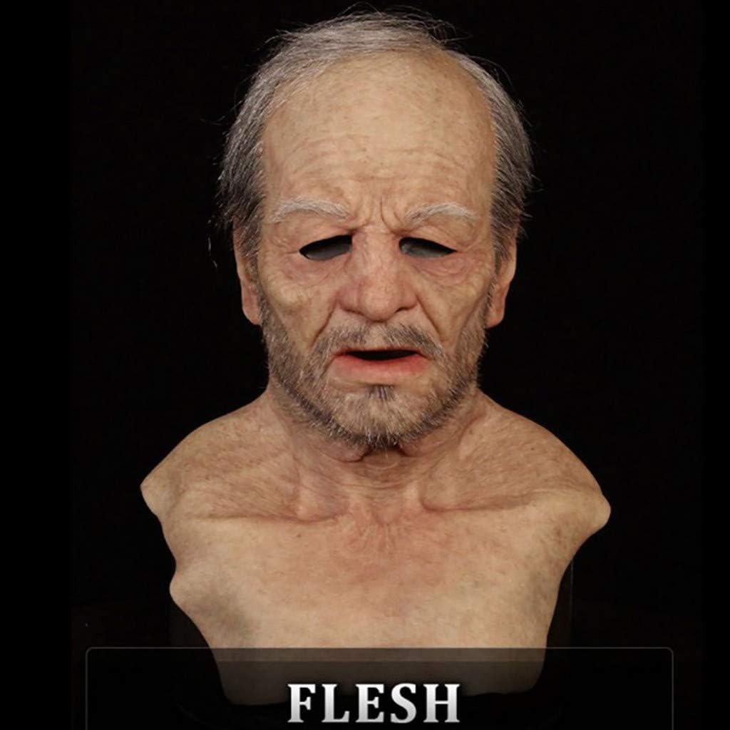 Halloween Latex Mask - Old Man Decor Realistic Face Mask for Human Wrinkle B