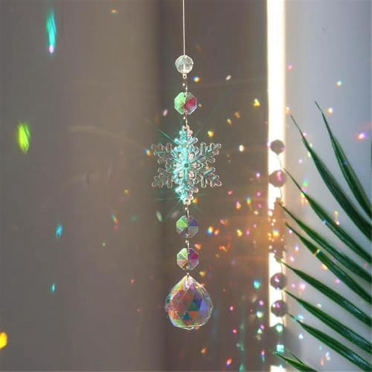 Sun Catcher Indoor Window Snowflakes Hanging Crystal Sun Catcher Prism Ball Rainbow Sun Catcher Snow