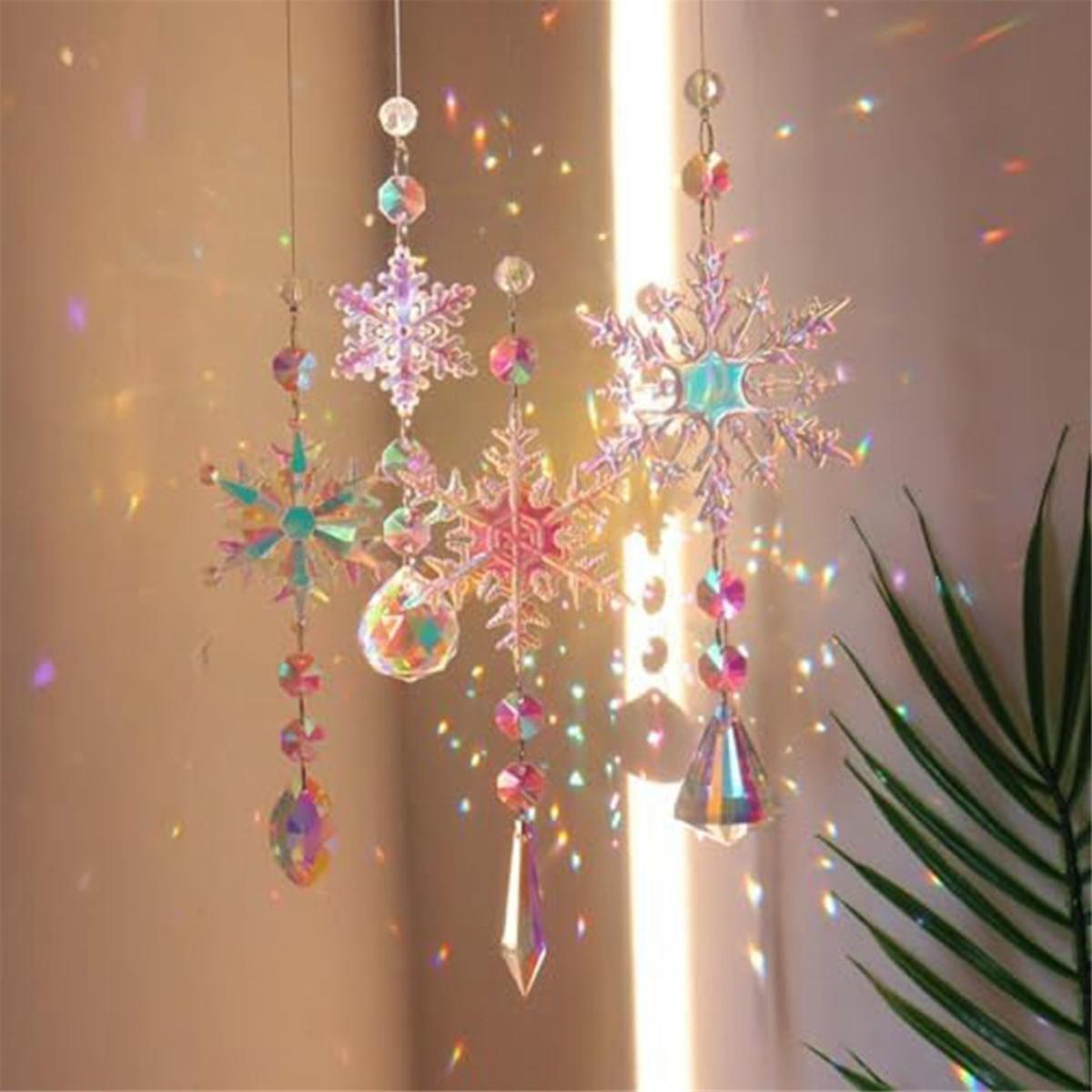Sun Catcher Indoor Window Snowflakes Hanging Crystal Sun Catcher Prism Ball Rainbow Sun Catcher Snow