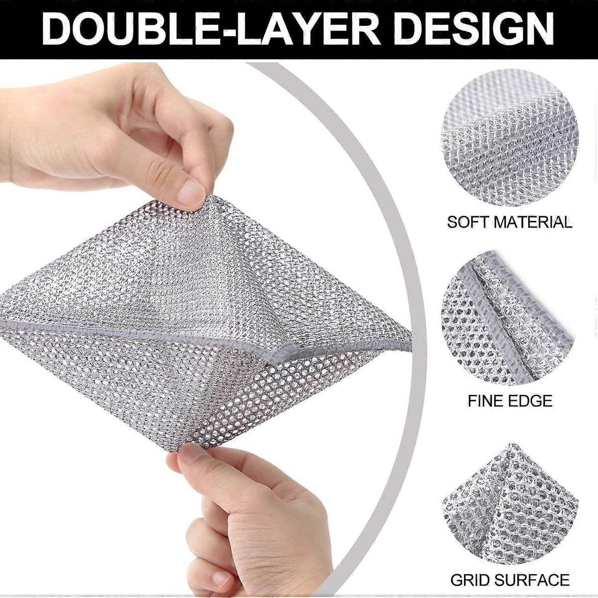2025 Latest Model 6-Pack Multifunctional Steel Wire Dish Cloths, Double Layer
