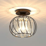 Modern Crystal Ceiling Light E27 LED Ceiling Lamp Mini Crystal Chandelier for Kitchen Dining Room Bedroom Hallway Entrance (Black)HYD