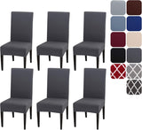 Chair Covers Set of 4 or 6, Stretch Removable Washable Chair Covers Decoration Slipcovers Seat Covers for Hotel grey-tfrf grey 6pcs