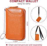 Credit Card Holder RFID Blocking Wallets Thin Mini Bag for Travel Card Case & Money Organizers Cash Envelope Wallet for Women Gift_yux Orange - Top-Down View
