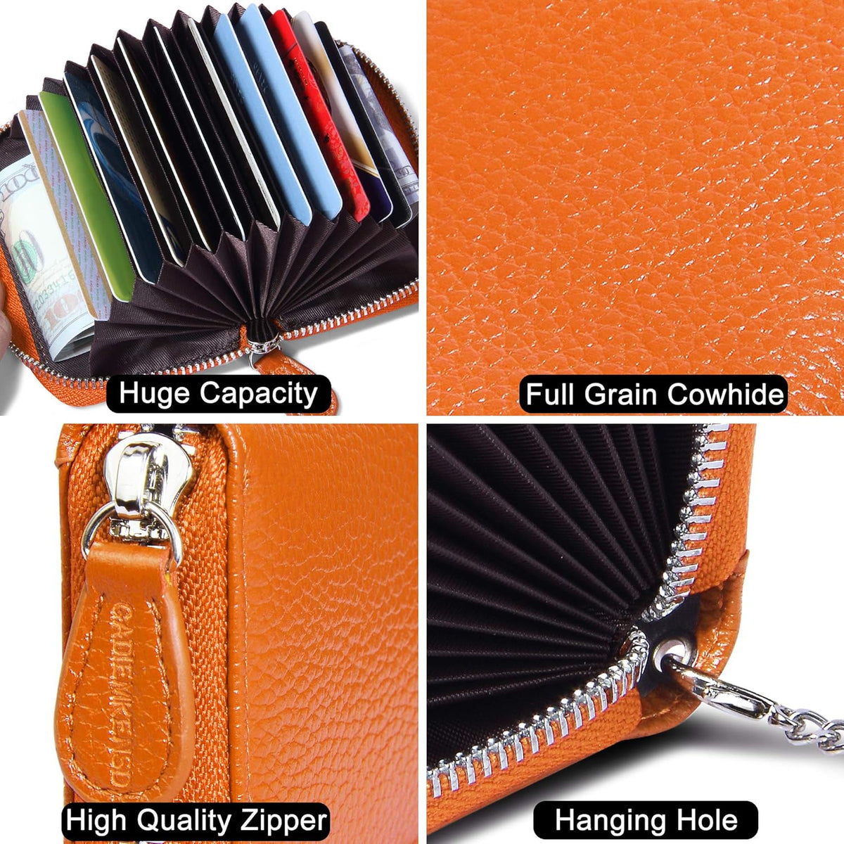 Credit Card Holder RFID Blocking Wallets Thin Mini Bag for Travel Card Case & Money Organizers Cash Envelope Wallet for Women Gift_yux Orange