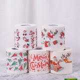 rolls of Christmas themed toilet paper for home, office or restroom - Top-Down View