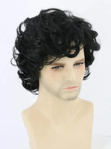 Short Black Men's Wig with Curly and Fluffy Wigs, Natural Synthetic Wigs for Men, Daily Party Wear for Men Brown 10 Inch