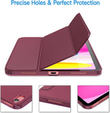 Case for iPad (A16) 11th/10th Generation (2025/2022), Slim Stand Hard Back Cover Auto Wake/Sleep Function (Burgundy) - Side View