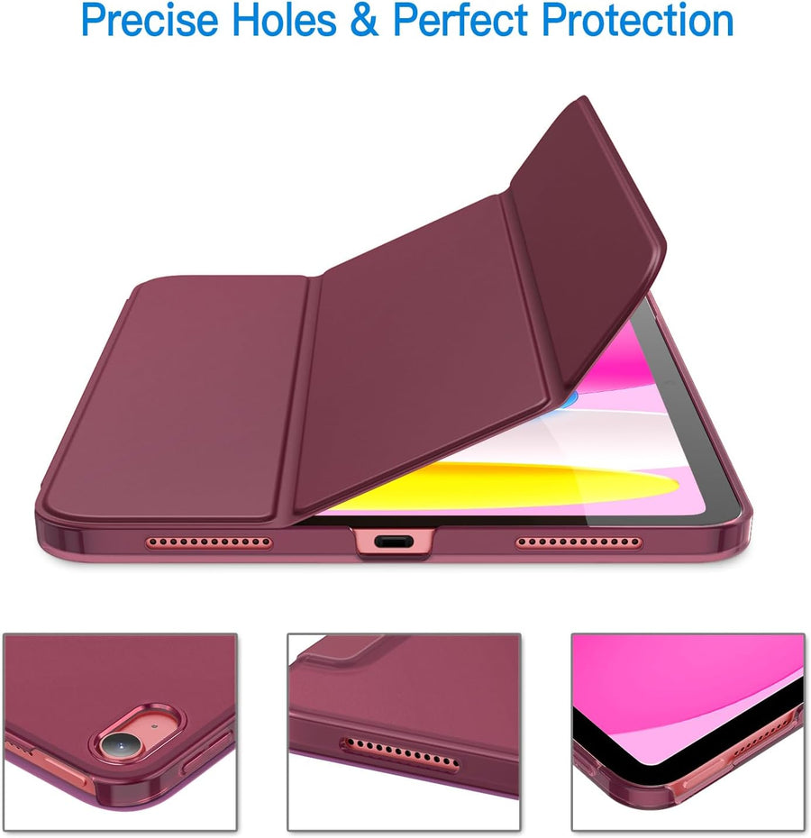 Case for iPad (A16) 11th/10th Generation (2025/2022), Slim Stand Hard Back Cover Auto Wake/Sleep Function (Burgundy)