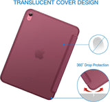 Case for iPad (A16) 11th/10th Generation (2025/2022), Slim Stand Hard Back Cover Auto Wake/Sleep Function (Burgundy) - Top-Down View