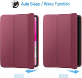 Case for iPad (A16) 11th/10th Generation (2025/2022), Slim Stand Hard Back Cover Auto Wake/Sleep Function (Burgundy) - Rear View
