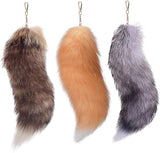 40cm Therian Fox Tail with Lock, Fluffy Faux Fur Fox Tail Keychain Faux Wolf Tail Cosplay Handbag Accessory Costume for Women Adult_tfrf