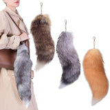 40cm Therian Fox Tail with Lock, Fluffy Faux Fur Fox Tail Keychain Faux Wolf Tail Cosplay Handbag Accessory Costume for Women Adult_tfrf