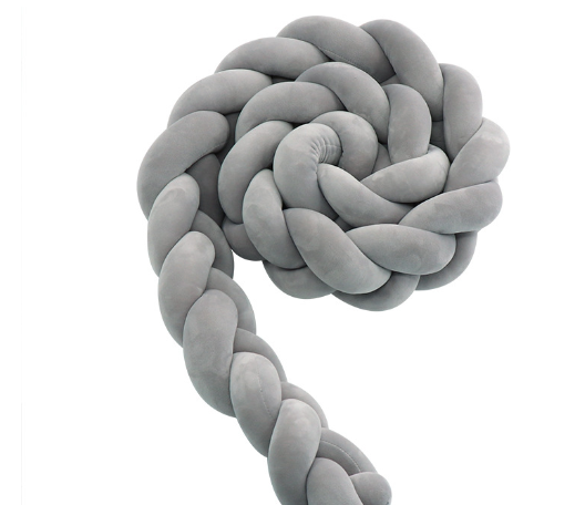 Baby rotating bed snake, bed cover decoration, handmade three-strand braid Light gray Light gray 1 meter