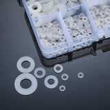 500 Pieces Nylon Flat Washers, Flat Washers Insulation Round Spacer Plumbing Assortment Kit - White, M2/M2.5/M3/M4/M5/M6/M8/M10 - 45-Degree Angle
