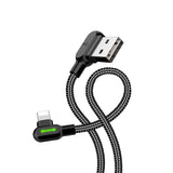 McDodo CA-4673 Angled Lightning cable, LED, 2A, 1.8m, black_max 20 - 45-Degree Angle