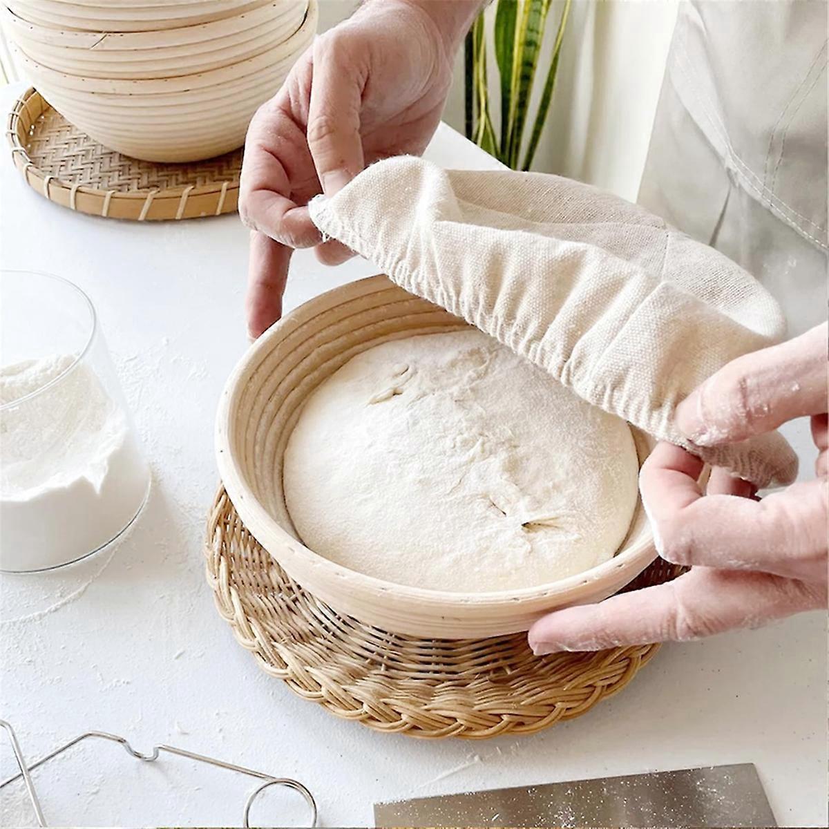 Dough Protection Basket Round Handmade Rattan Basket, 23x8cm_tfrf