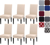 Dining Room Chair Covers, Set of 4 or 6, Stretchy, Removable, Washable, Chair Covers, Decorative Protectors, Seat Covers for Hotel Beige-tfrf Beige 6pcs