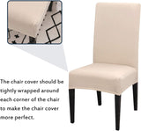 Dining Room Chair Covers, Set of 4 or 6, Stretchy, Removable, Washable, Chair Covers, Decorative Protectors, Seat Covers for Hotel Beige-tfrf Beige 6pcs - Front View