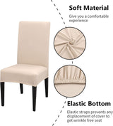 Dining Room Chair Covers, Set of 4 or 6, Stretchy, Removable, Washable, Chair Covers, Decorative Protectors, Seat Covers for Hotel Beige-tfrf Beige 6pcs